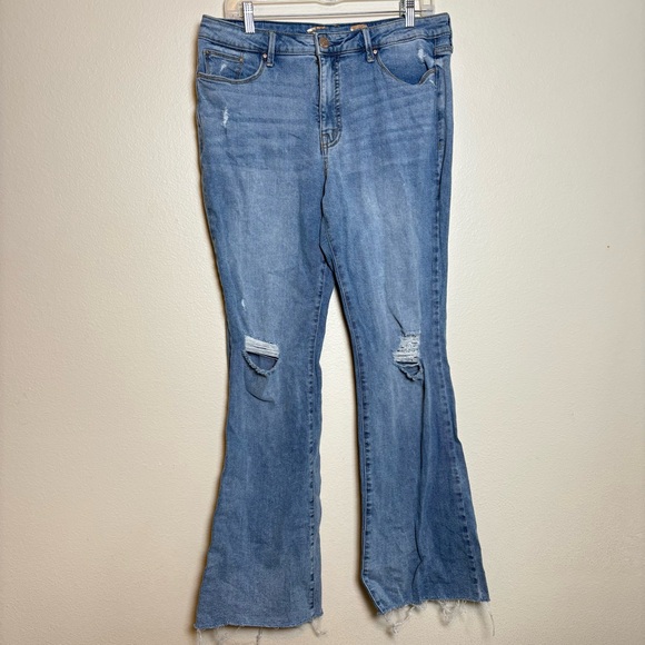 Seven7 Felicity High Rise Slim Flare Jeans Distressed Light Wash - Picture 5 of 7